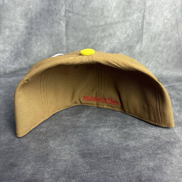 New York Yankees Mitchell And Ness Fitted Hat 7 3/8 Brown Yellow Topps Cards NEW - Picture 6 of 7